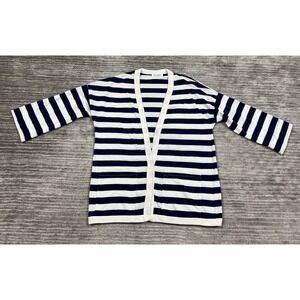 Newport Cardigan Womens Medium‎ Striped 3/4 Sleeve Snap Front Casual